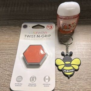 New phone grip & stand hand sanitizer and bee key chain